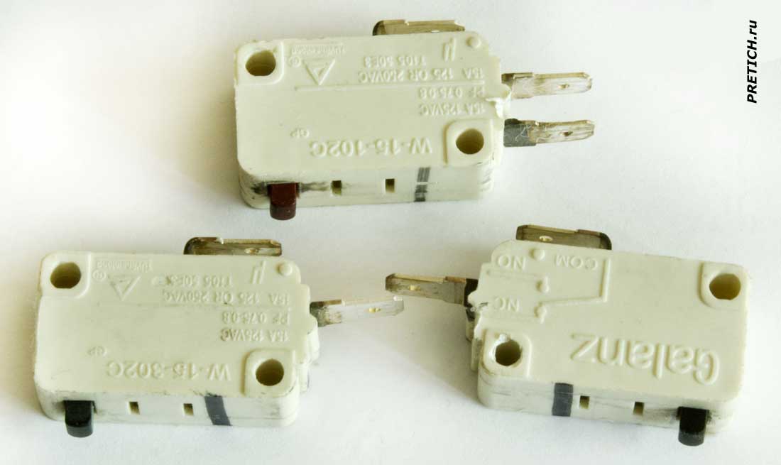 Galanz W-15-102C и W-15-302C концевые выключатели, микроволновка Galanz W-15-102C и W-15-302C концевые выключатели, микроволновка