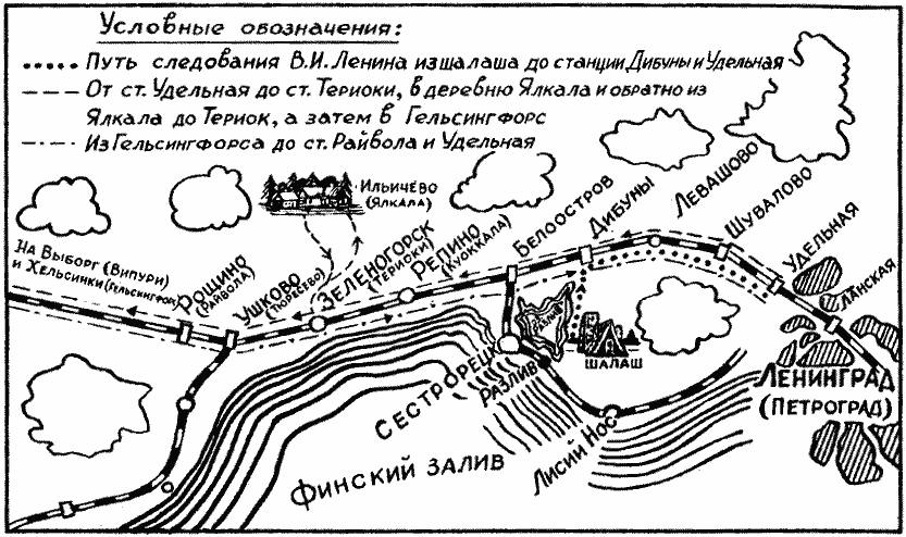 путь Ленина в Финский залив, карта путь Ленина в Финский залив, карта