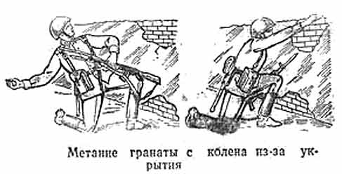Метание гранаты с колена и из-за укрытия