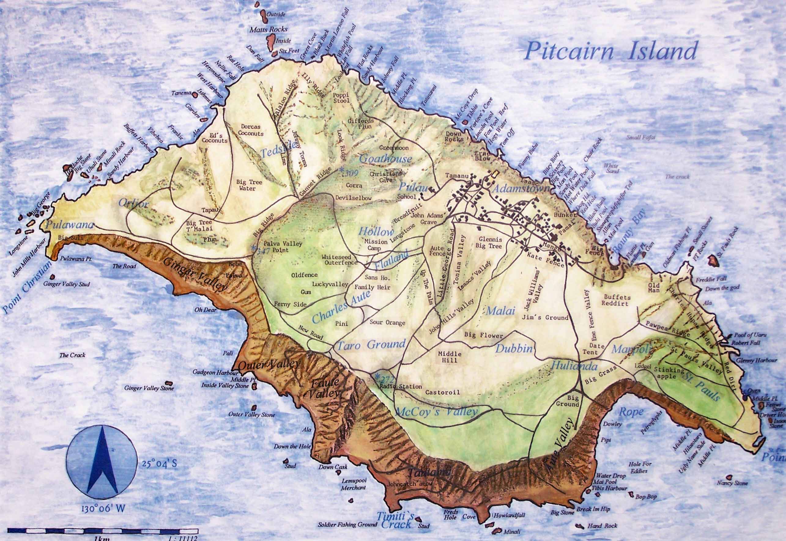 Остров Питкерн Pitcairn подробная карта, история Остров Питкерн Pitcairn подробная карта и история