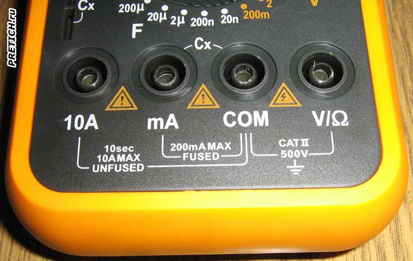 Senit VC890D+ гнезда для подключения щупов Senit VC890D+ гнезда для подключения щупов