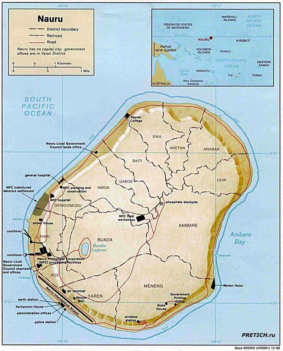 Nauru остров Науру, подробная карта Nauru остров Науру, подробная карта