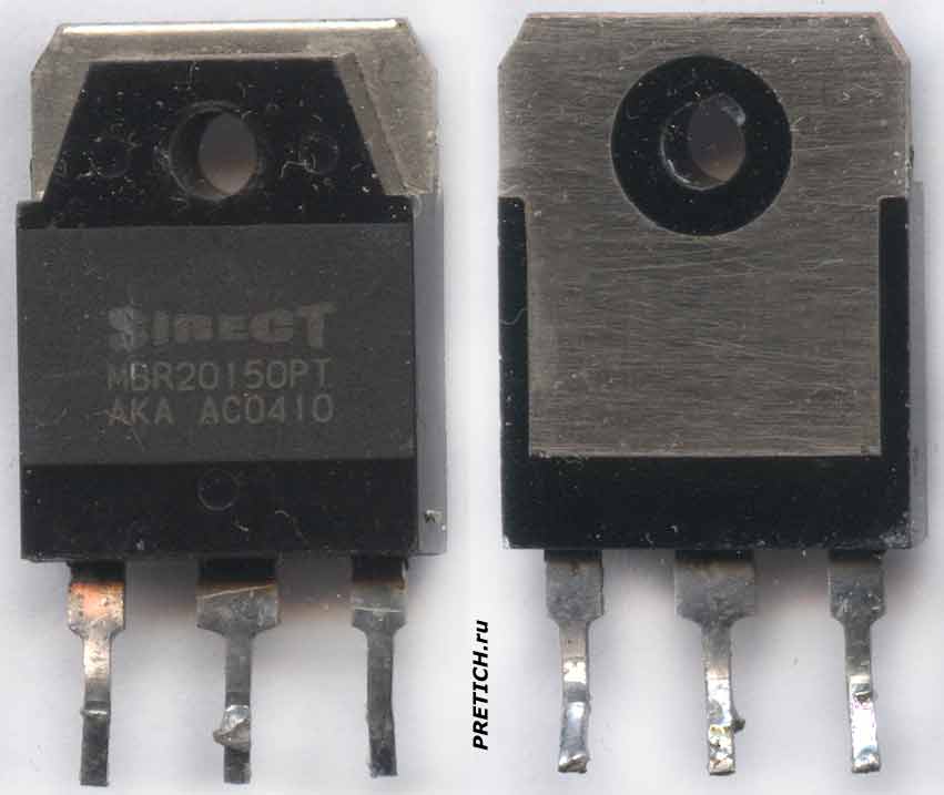 Диод Шоттки с маркировкой Sirect MBR20150PT AKA AC0410 Диод Шоттки с маркировкой Sirect MBR20150PT AKA AC0410