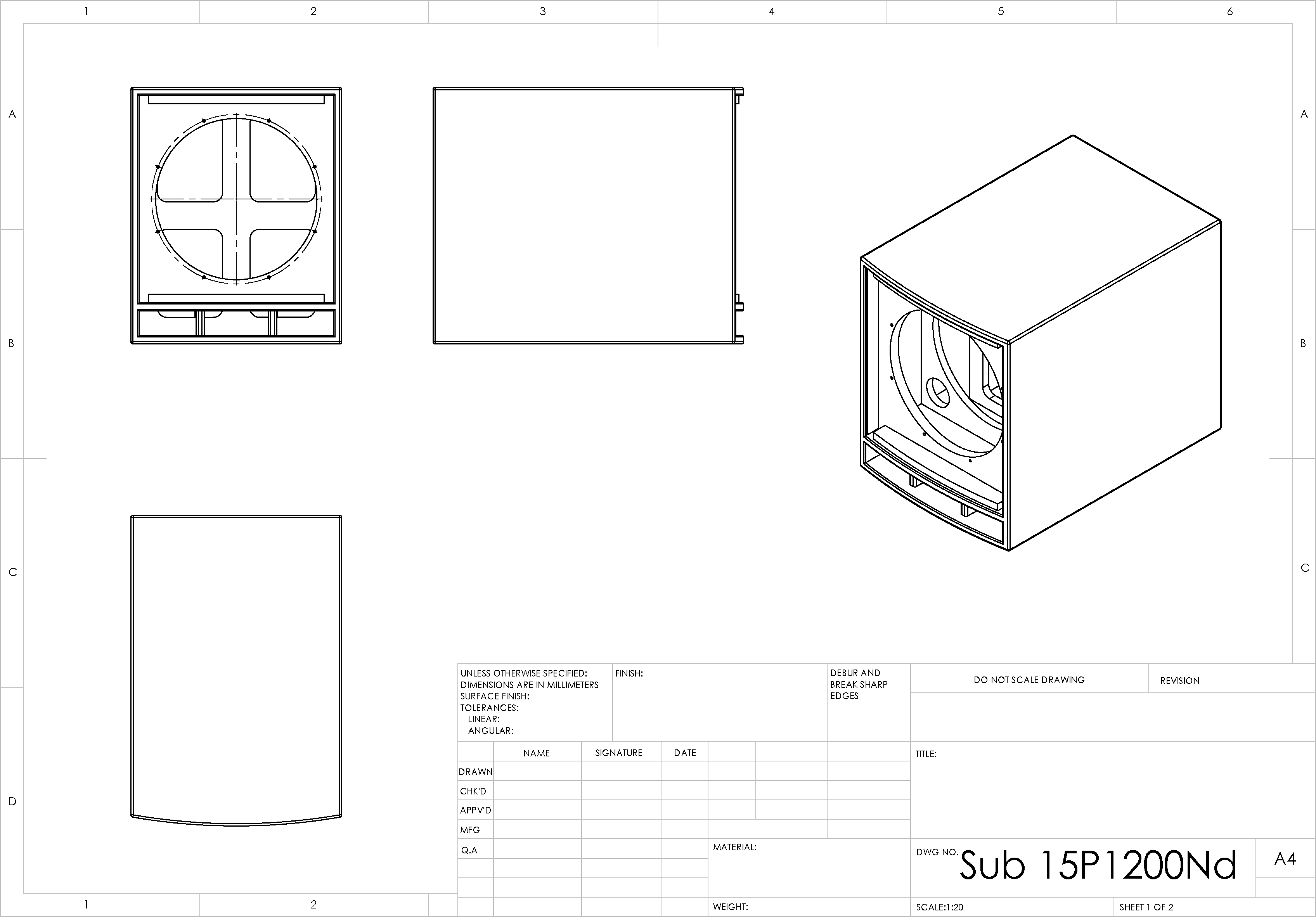 Sub 15P1200Nd, чертежи, проект сабвуфера Sub 15P1200Nd, чертежи, проект сабвуфера