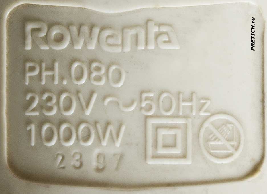 Rowenta Hairstyle PH.080 этикетка фена 1000W Rowenta Hairstyle PH.080 этикетка фена 1000W