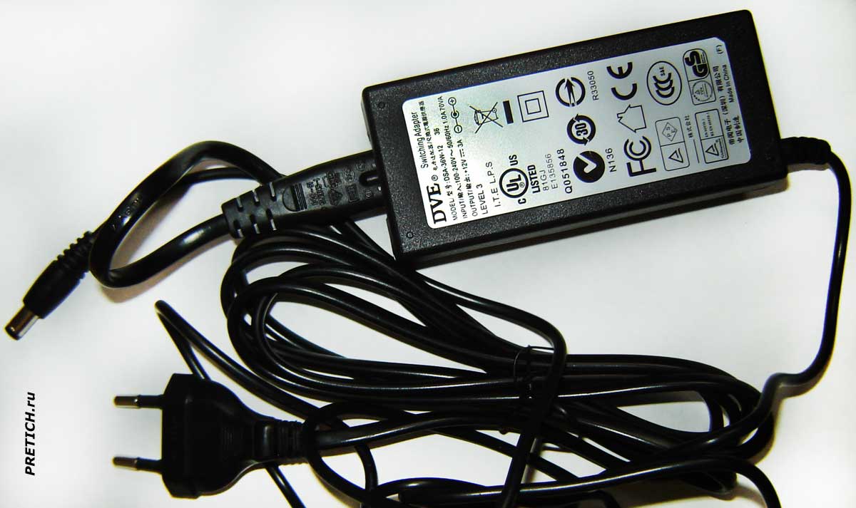 DVE DSA-36W-12 блок питания для ресивера Дримбокс, обзор DVE DSA-36W-12 блок питания для ресивера Дримбокс, обзор